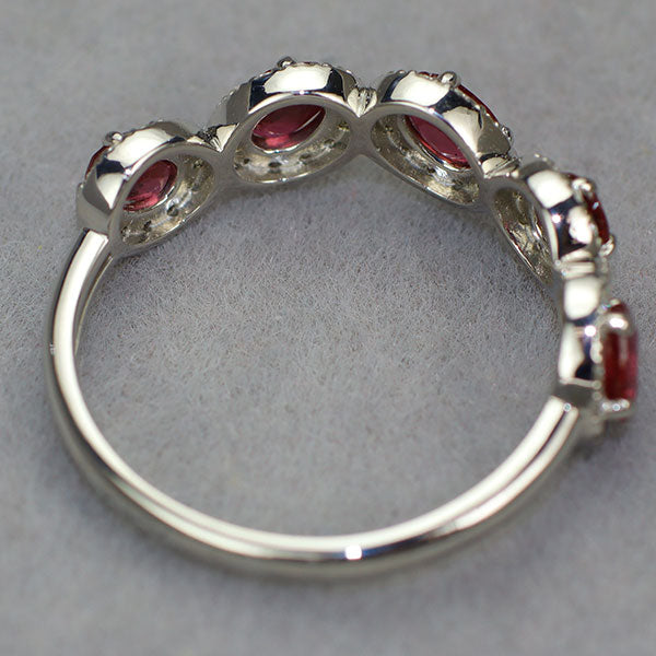 新品 Pt900 強蛍光 ルビー ダイヤモンド リング 1.15ct D0.23ct 【エスコレ】 ハーフエタニティ