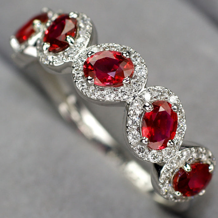 新品 Pt900 強蛍光 ルビー ダイヤモンド リング 1.15ct D0.23ct 【エスコレ】 ハーフエタニティ