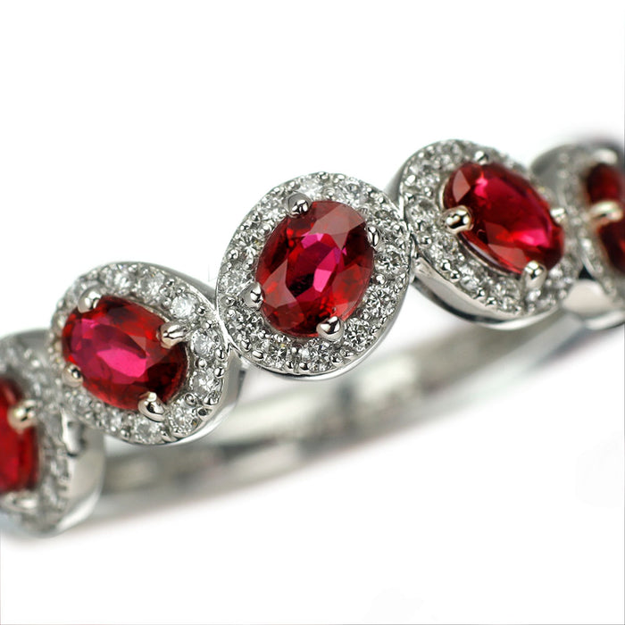 新品 Pt900 強蛍光 ルビー ダイヤモンド リング 1.15ct D0.23ct 【エスコレ】 ハーフエタニティ