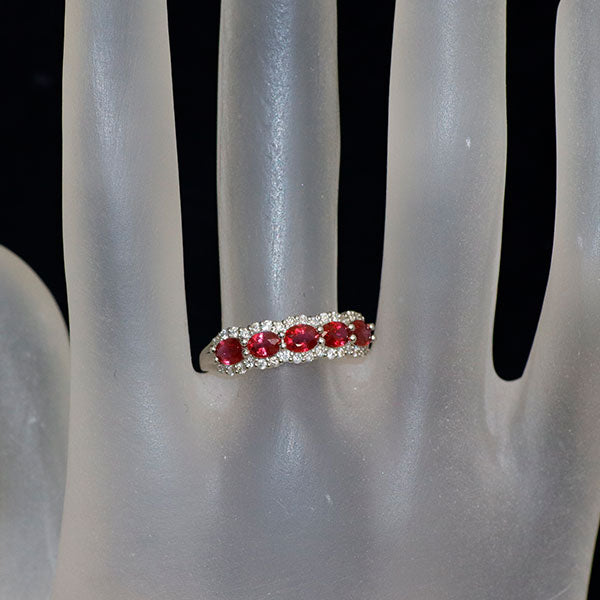 新品 Pt900 強蛍光 ルビー ダイヤモンド リング 1.00ct D0.20ct 【エスコレ】