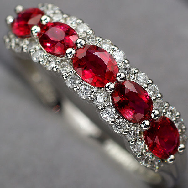 新品 Pt900 強蛍光 ルビー ダイヤモンド リング 1.00ct D0.20ct 【エスコレ】