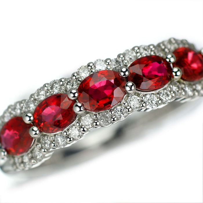 新品 Pt900 強蛍光 ルビー ダイヤモンド リング 1.00ct D0.20ct 【エスコレ】