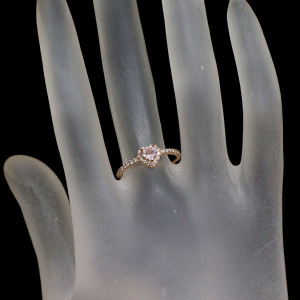 新品 K18PG ハートシェイプ モルガナイト ダイヤモンド リング 0.22ct D0.17ct【エスコレ】
