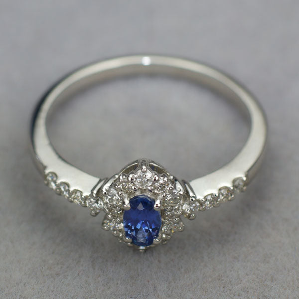 新品 Pt900 モンタナ州ヨーゴ渓谷産 非加熱ブルーサファイア ダイヤモンド リング 0.263ct D0.21ct 希少石 レアストーン【エスコレ】