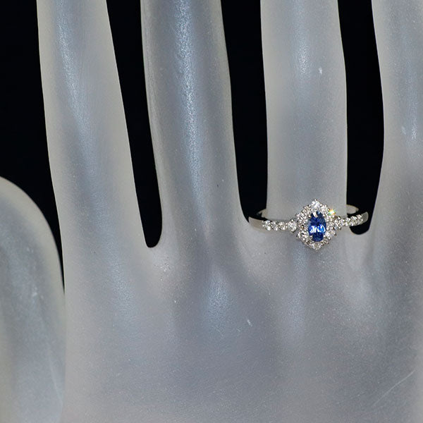 新品 Pt900 モンタナ州ヨーゴ渓谷産 非加熱ブルーサファイア ダイヤモンド リング 0.263ct D0.21ct 希少石 レアストーン【エスコレ】