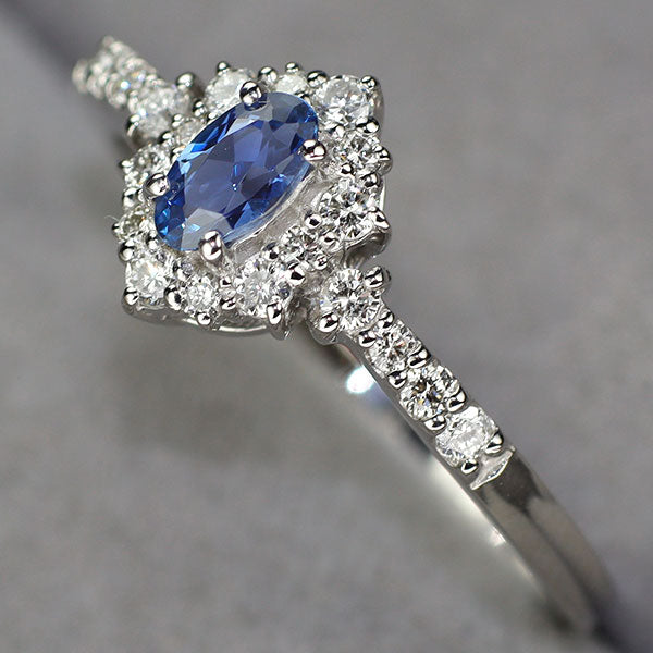 新品 Pt900 モンタナ州ヨーゴ渓谷産 非加熱ブルーサファイア ダイヤモンド リング 0.263ct D0.21ct 希少石 レアストーン【エスコレ】