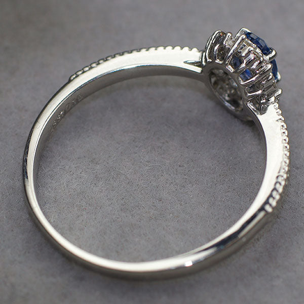 新品 Pt900 モンタナ州ヨーゴ渓谷産 非加熱ブルーサファイア ダイヤモンド リング 0.337ct D0.15ct 希少石 レアストーン【エスコレ】