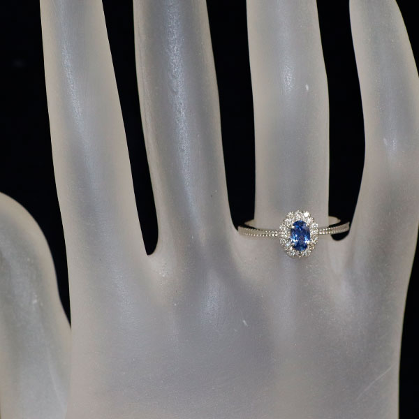 新品 Pt900 モンタナ州ヨーゴ渓谷産 非加熱ブルーサファイア ダイヤモンド リング 0.337ct D0.15ct 希少石 レアストーン【エスコレ】
