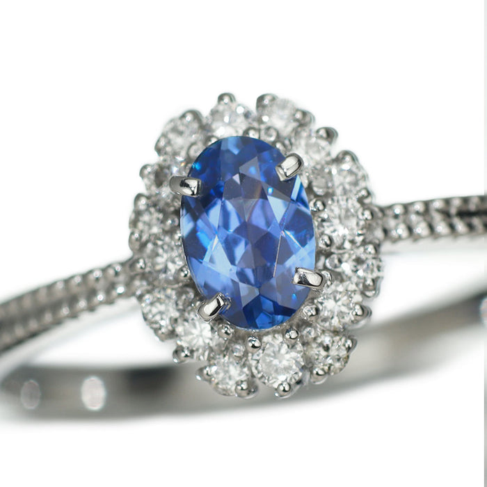 新品 Pt900 モンタナ州ヨーゴ渓谷産 非加熱ブルーサファイア ダイヤモンド リング 0.337ct D0.15ct 希少石 レアストーン【エスコレ】