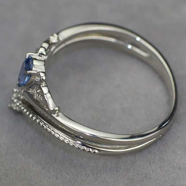 新品 Pt900 モンタナ州ヨーゴ渓谷産 非加熱ブルーサファイア ダイヤモンド リング 0.237ct D0.06ct 希少石 レアストーン【エスコレ】
