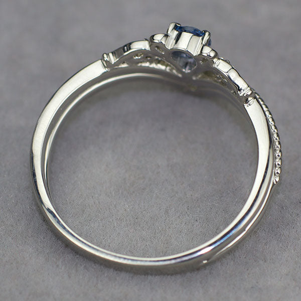 新品 Pt900 モンタナ州ヨーゴ渓谷産 非加熱ブルーサファイア ダイヤモンド リング 0.237ct D0.06ct 希少石 レアストーン【エスコレ】