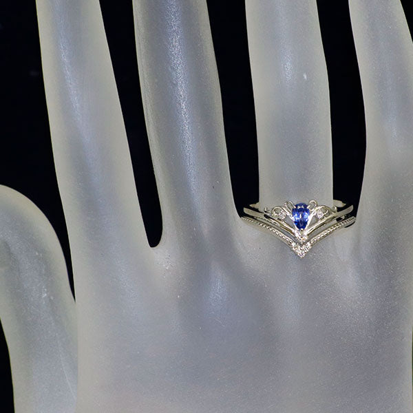 新品 Pt900 モンタナ州ヨーゴ渓谷産 非加熱ブルーサファイア ダイヤモンド リング 0.237ct D0.06ct 希少石 レアストーン【エスコレ】