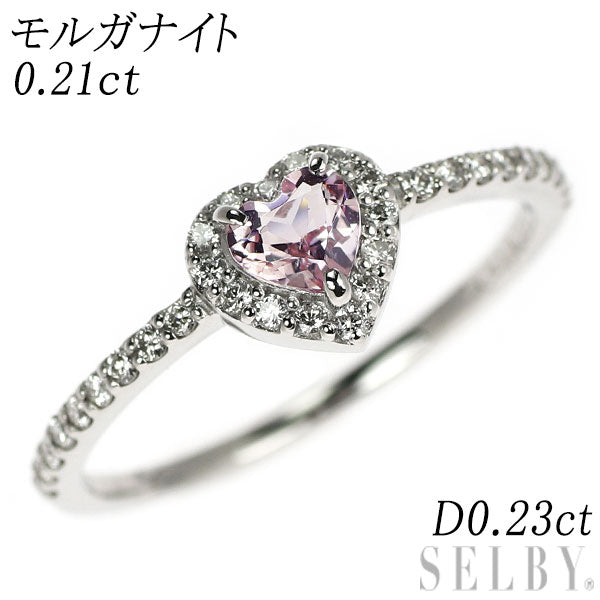 新品 Pt900 ハートシェイプ モルガナイト ダイヤモンド リング 0.21ct D0.23ct【エスコレ】