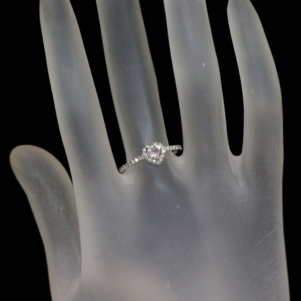 新品 Pt900 ハートシェイプ モルガナイト ダイヤモンド リング 0.21ct D0.23ct【エスコレ】