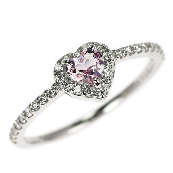 新品 Pt900 ハートシェイプ モルガナイト ダイヤモンド リング 0.21ct D0.23ct【エスコレ】