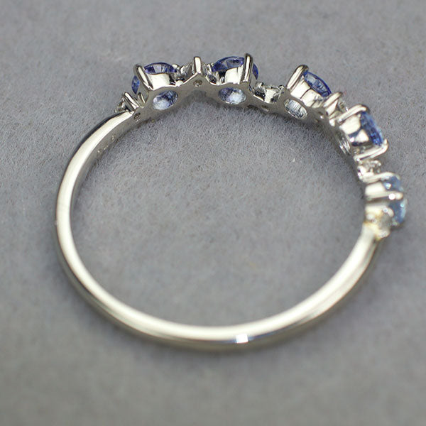 新品 Pt900 サンベニト産マルチカラーベニトアイト ダイヤモンド リング 0.46ct D0.06ct レアストーン 希少【エスコレ】 ハーフエタニティ