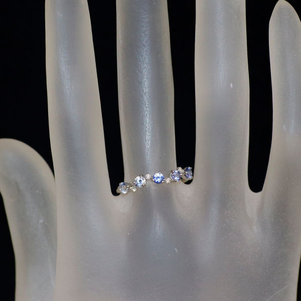 新品 Pt900 サンベニト産マルチカラーベニトアイト ダイヤモンド リング 0.46ct D0.06ct レアストーン 希少【エスコレ】 ハーフエタニティ