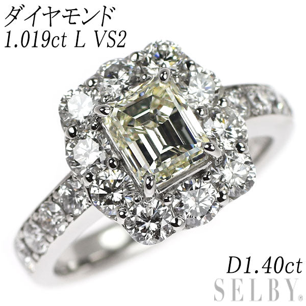Pt900 ダイヤモンド リング 1.019ct L VS2 D1.40ct