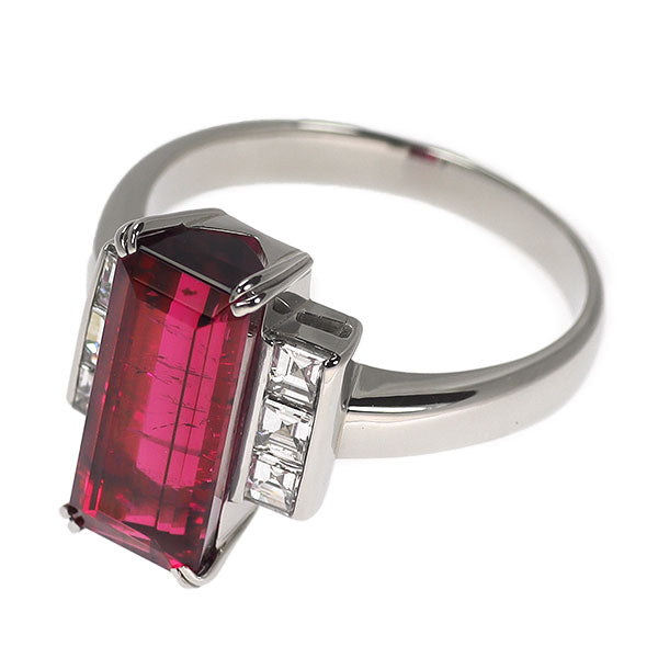 Pt900 ルベライト ダイヤモンド リング 4.95ct D0.71ct