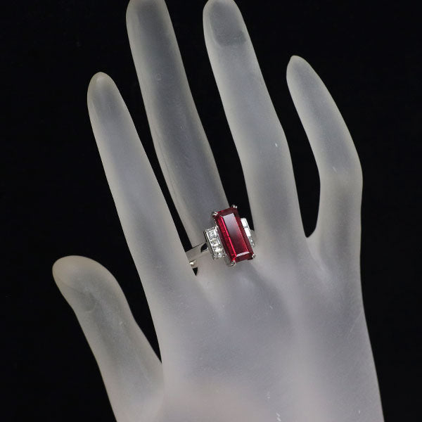 Pt900 ルベライト ダイヤモンド リング 4.95ct D0.71ct