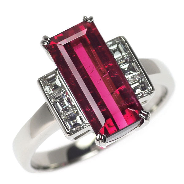 Pt900 ルベライト ダイヤモンド リング 4.95ct D0.71ct