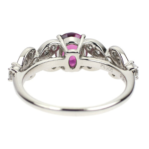 Pt900 ビルマ/ミャンマー産 非加熱ルビー ダイヤモンド リング 1.09ct D0.53ct
