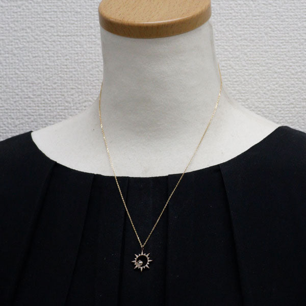 K18YG/PG ローズカット ダイヤモンド  ペンダントネックレス 0.157ct D0.16ct 太陽