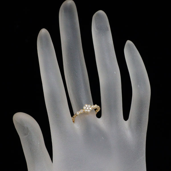K18YG ダイヤモンド リング 0.14ct フラワー 形状記憶