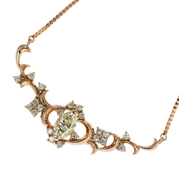 K18PG マーキス ダイヤモンド ペンダントネックレス 0.382ct D0.17ct