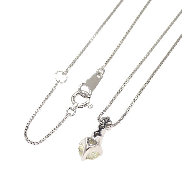 K18WG ハートシェイプ ダイヤモンド ペンダントネックレス 0.55ct D0.08ct
