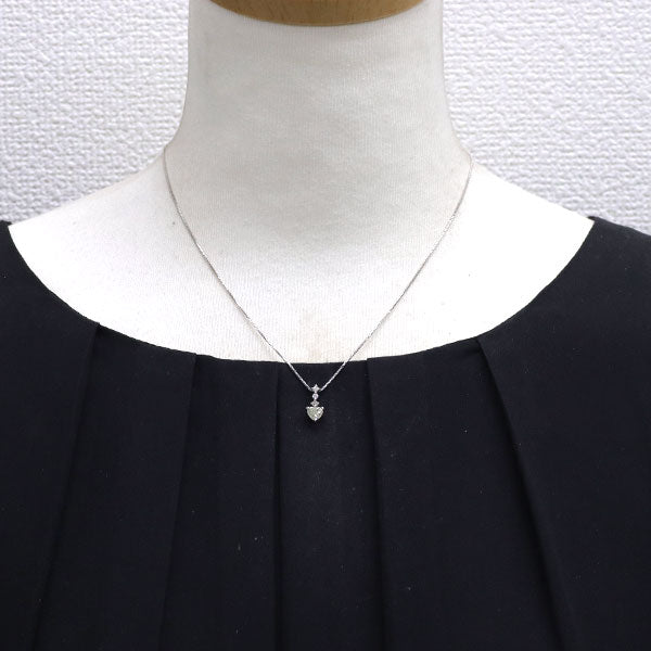 K18WG ハートシェイプ ダイヤモンド ペンダントネックレス 0.55ct D0.08ct