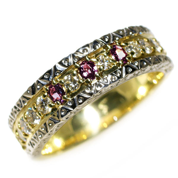 希少 K18YG/ Pt900 アレキサンドライト ダイヤモンド リング 0.15ct D0.51ct