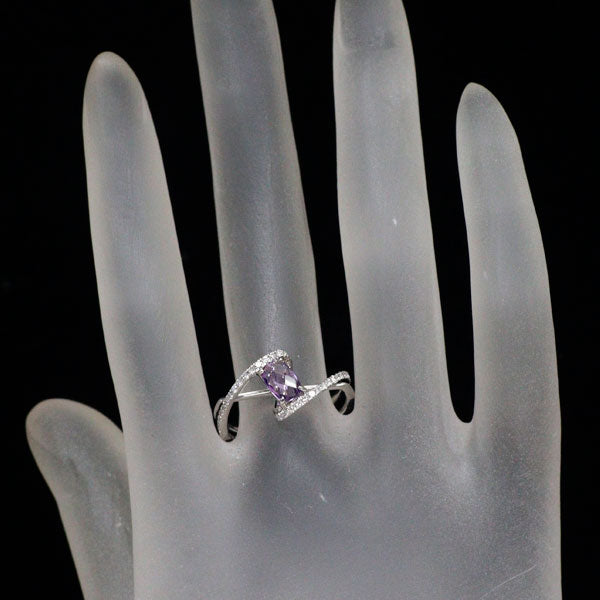 K18WG アメジスト ダイヤモンド リング 0.50ct D0.25ct