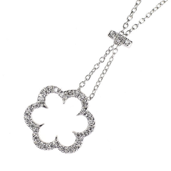 トレセンテ K18WG ダイヤモンド ペンダントネックレス 0.15ct フラワー