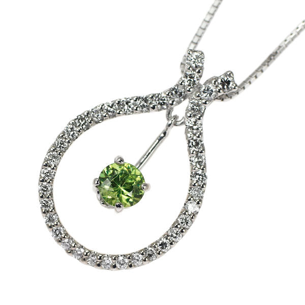 希少 K18WG デマントイドガーネット ダイヤモンド ペンダントネックレス 0.56ct D0.40ct