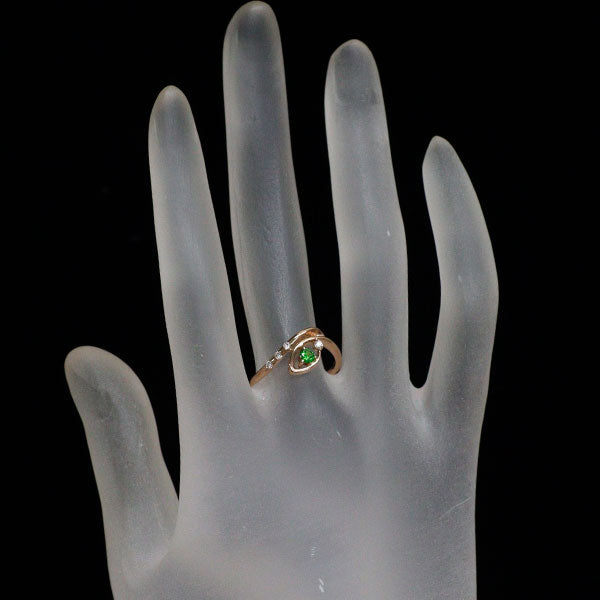 K18PG グリーン ガーネット ダイヤモンド リング 0.11ct D0.07ct