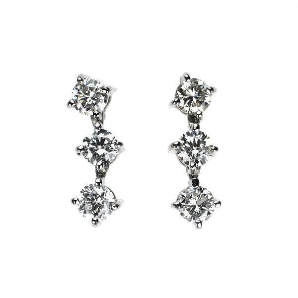 Pt900 ダイヤモンド ピアス 0.50ct スリーストーン