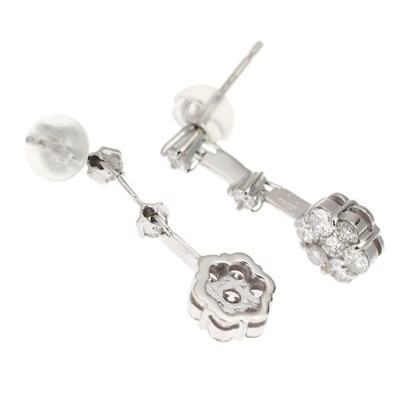 K18WG ダイヤモンド ピアス 1.00ct フラワー
