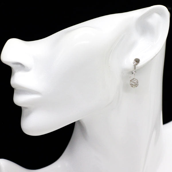 K18WG ダイヤモンド ピアス 1.00ct フラワー