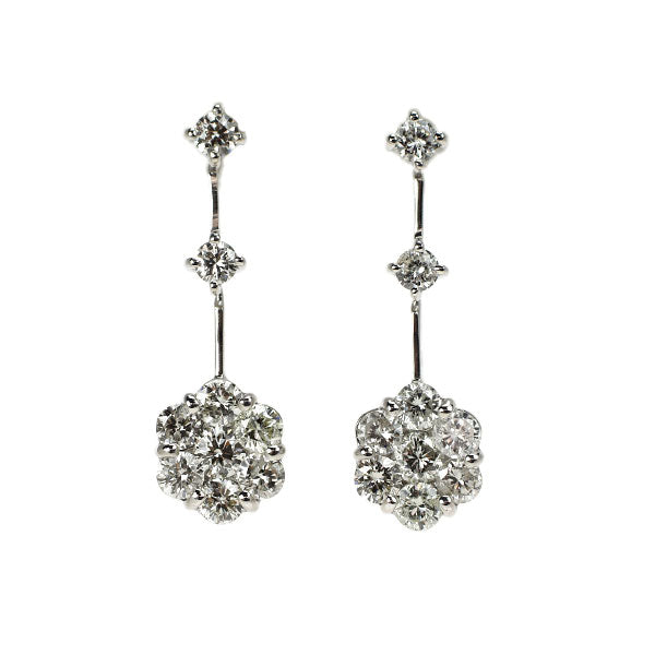 K18WG ダイヤモンド ピアス 1.00ct フラワー