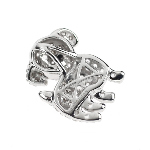 K18WG ホワイトサファイア ダイヤモンド ペンダントトップ 0.40ct D0.25ct 犬