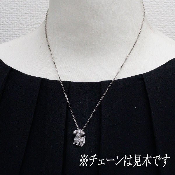 K18WG ホワイトサファイア ダイヤモンド ペンダントトップ 0.40ct D0.25ct 犬