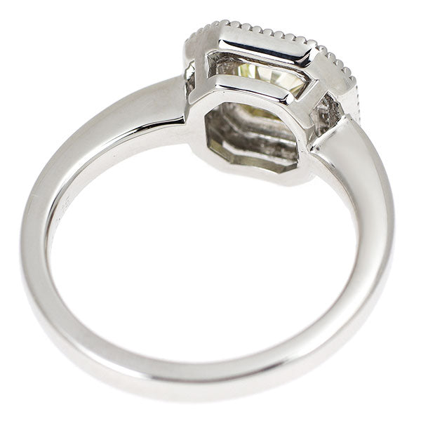Pt900/ K18YG ラディアントカット ダイヤモンドリング 0.896ct FLY VS2 D0.15ct