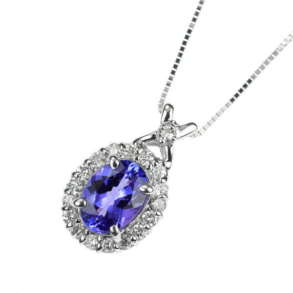 K18WG タンザナイト ダイヤモンド ペンダントネックレス 0.94ct D0.24ct