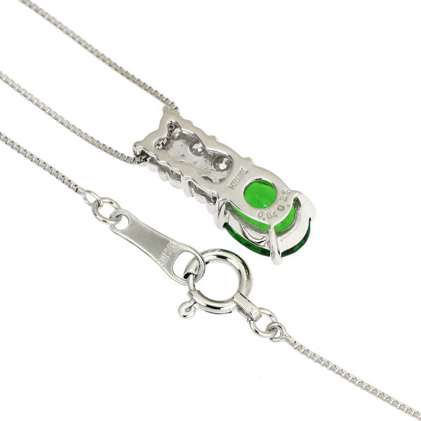 K18WG グリーンガーネット ダイヤモンド ペンダントネックレス 0.84ct D0.21ct