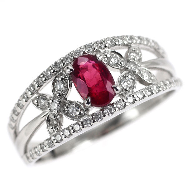 Pt900 ルビー ダイヤモンド リング 0.662ct D0.29ct