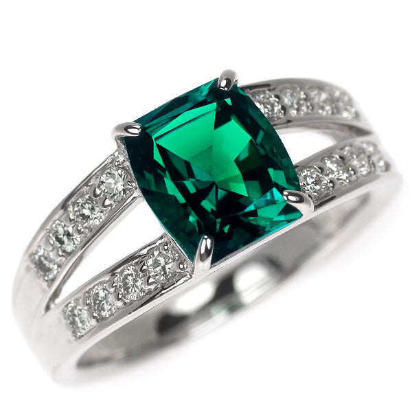クレサンベール K18WG 再結晶エメラルド ダイヤモンド リング 1.70ct D0.32ct