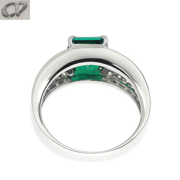 クレサンベール K18WG 再結晶エメラルド ダイヤモンド リング 1.70ct D0.32ct