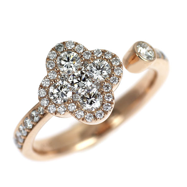 K18PG ダイヤモンド リング 0.77ct クローバー フラワー