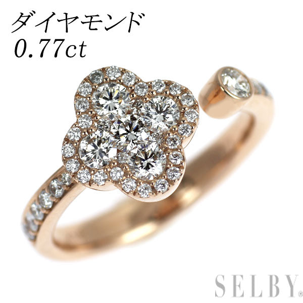 K18PG ダイヤモンド リング 0.77ct クローバー フラワー